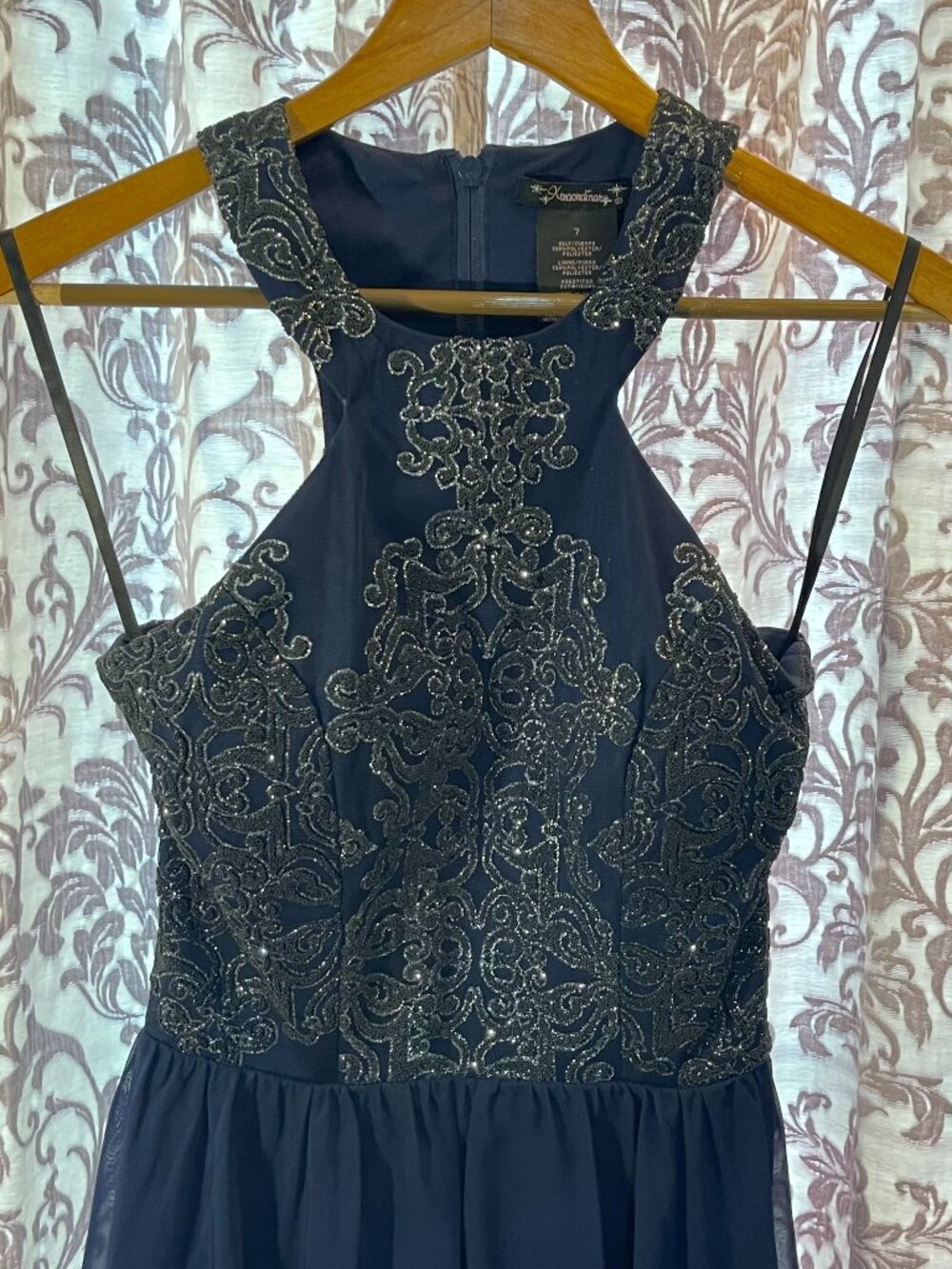 Women's sz.7 Xtraordinary Elegant Navy Sequin Prom/Bridesmaid Dress